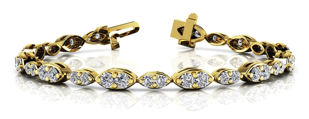 Dual Marquise Link Diamond Bracelet with 3.46 ct.(finished) 2.3mm, 2.9mm