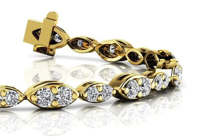 Dual Marquise Link Diamond Bracelet with 3.46 ct.(finished) 2.3mm, 2.9mm