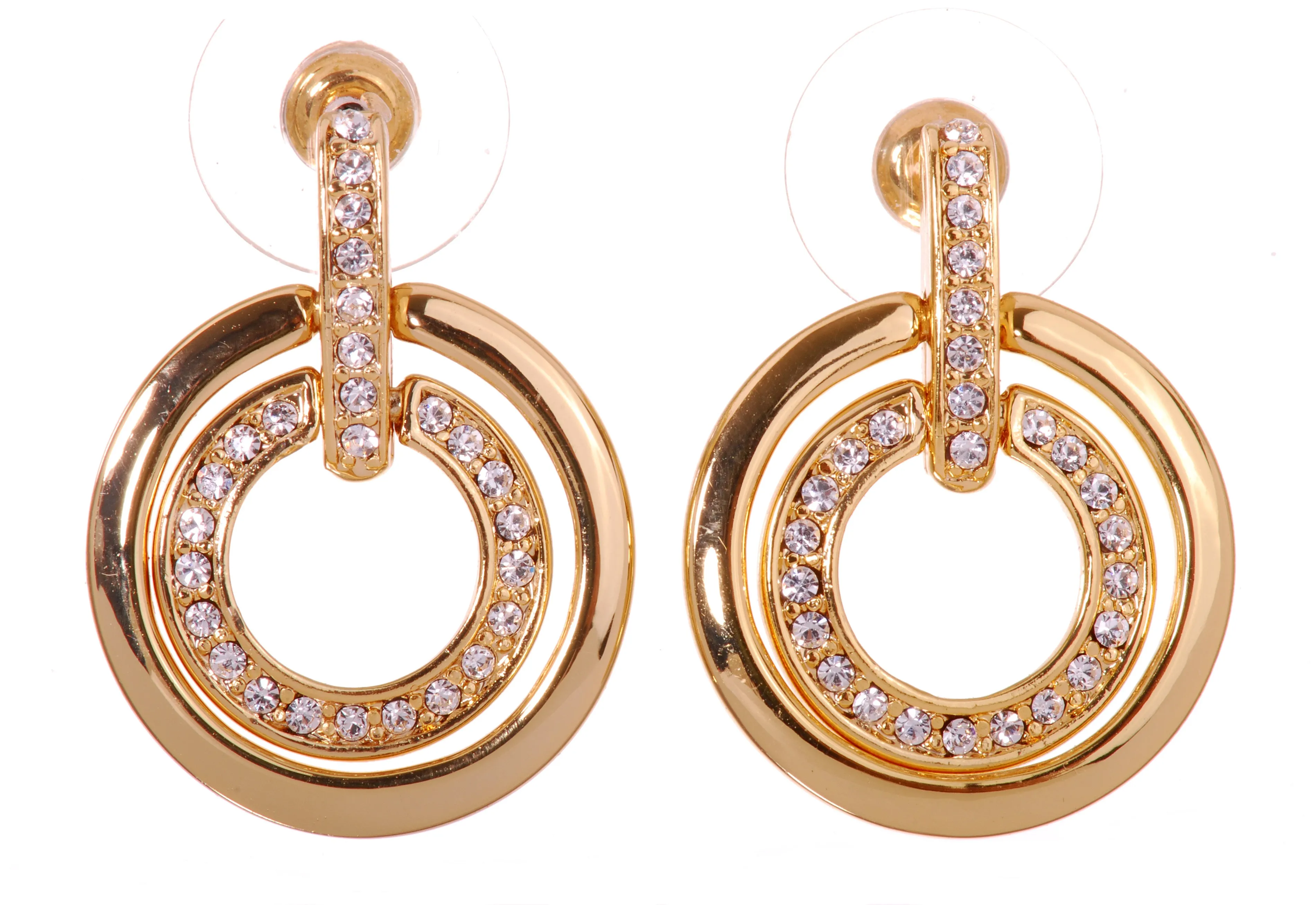 E7136 18K Gold  Swarovski Elements Double Loop Earring