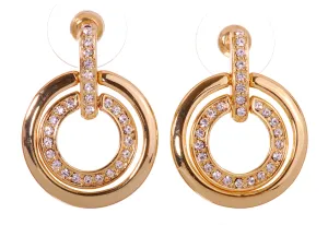 E7136 18K Gold  Swarovski Elements Double Loop Earring