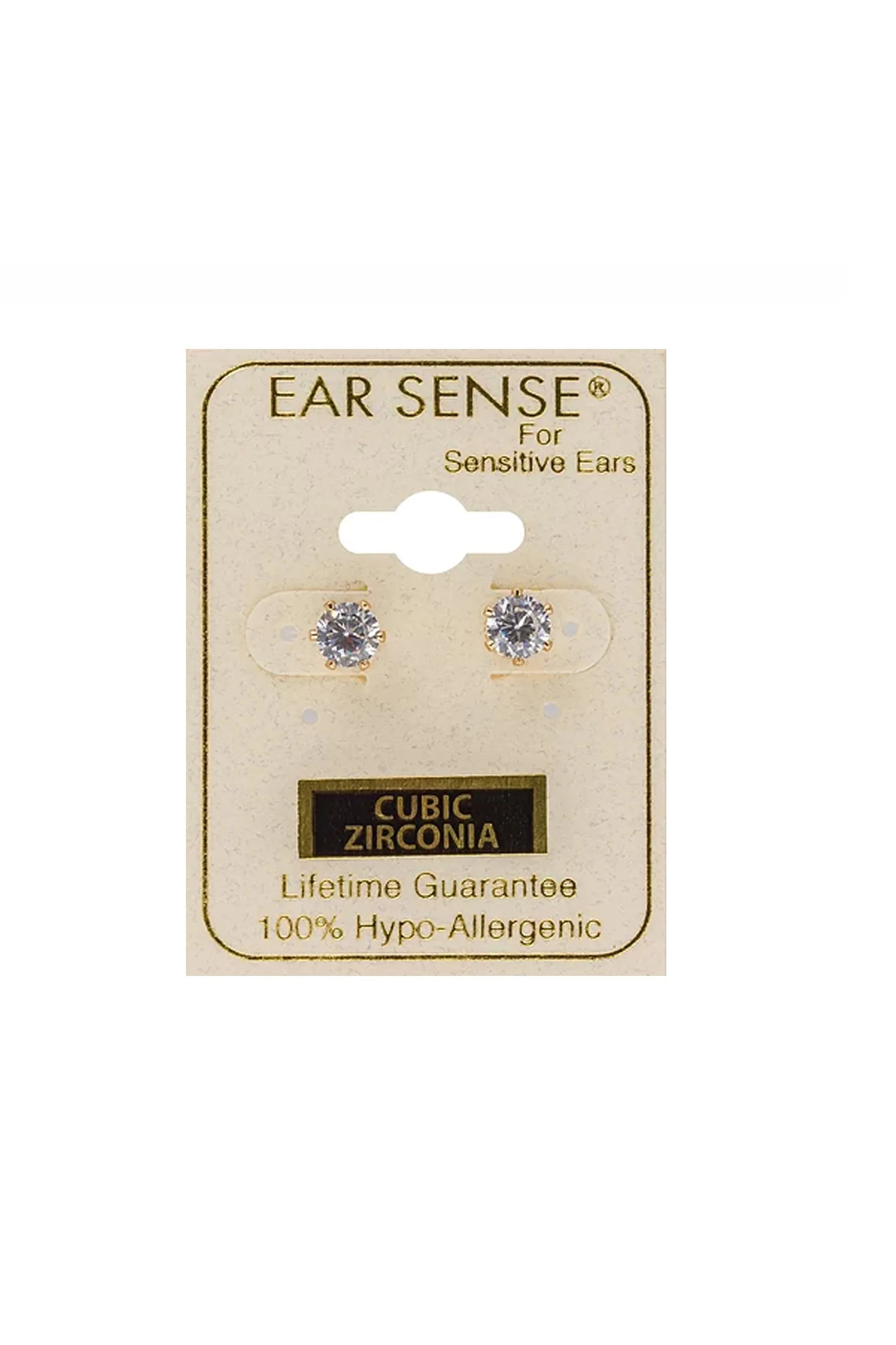 EarSense CZ-15 5mm Gold Cubic Zirconia Stud Earrings