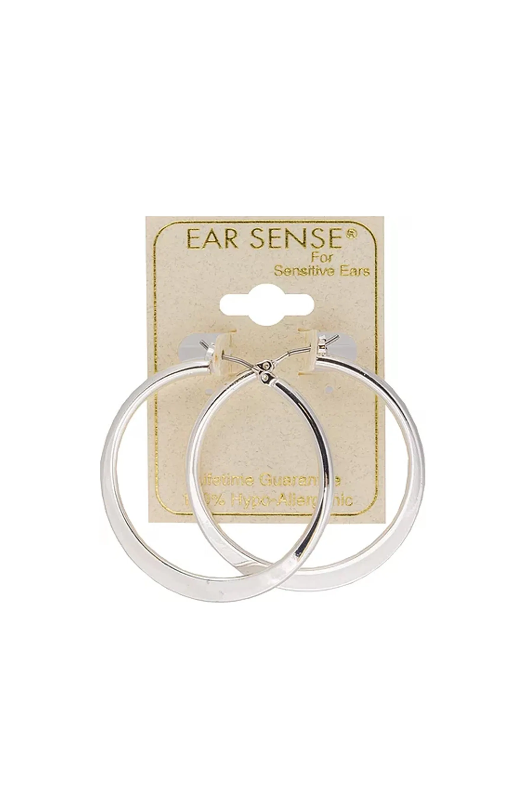 EarSense F361 35mm Silver Flat Edged Click Hoops
