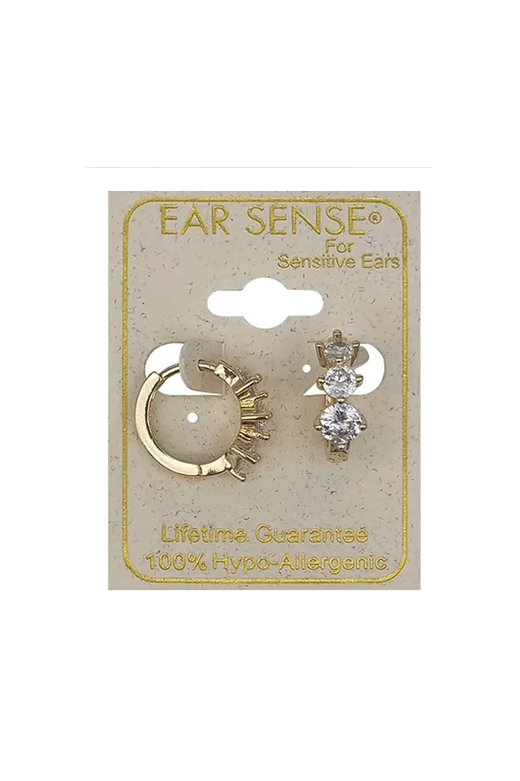 EarSense Gold Triple CZ Huggie Pair