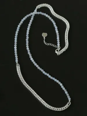 Elegant Long Chunky Chain Splicing Onyx Necklace-White Onyx Style