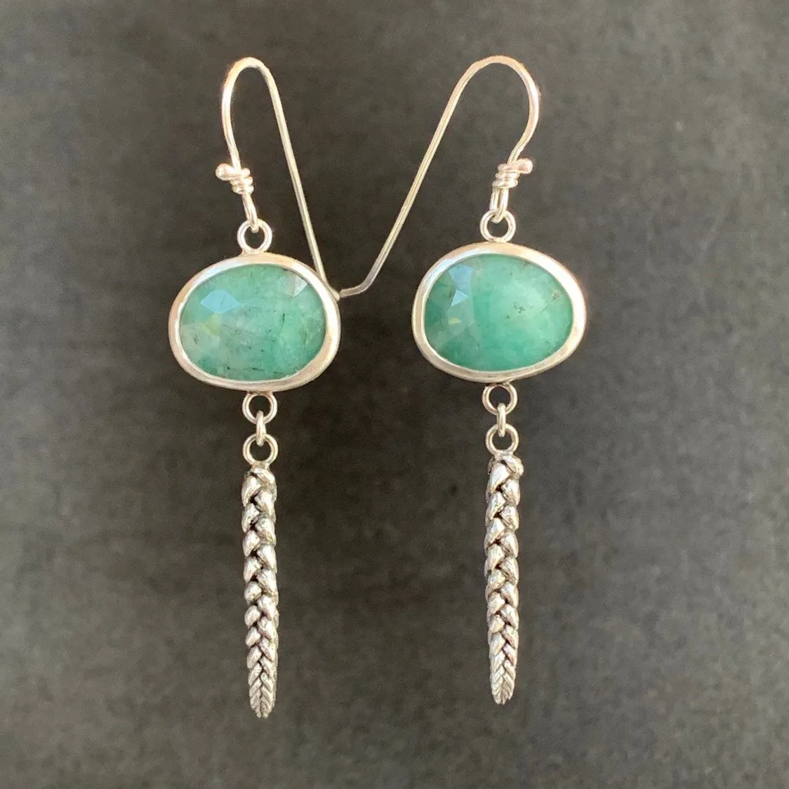 Emerald and Succulent Earrings
