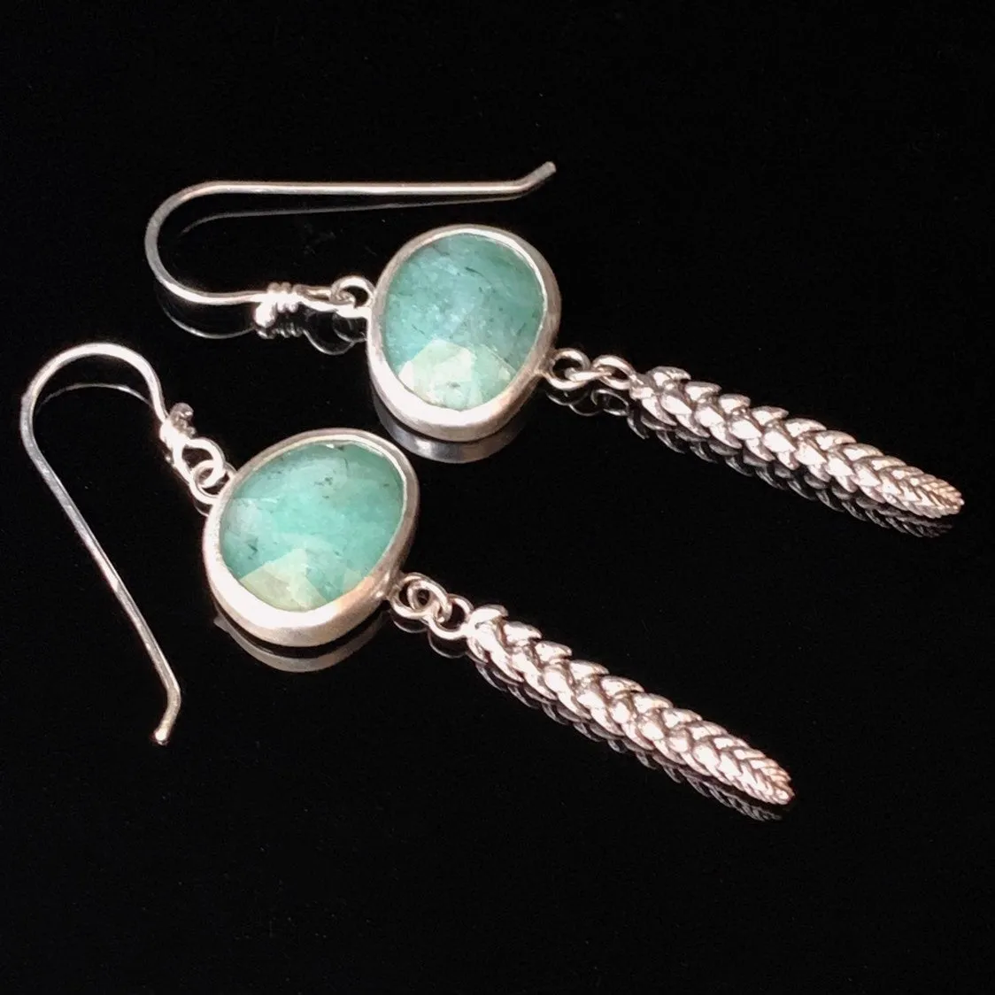 Emerald and Succulent Earrings
