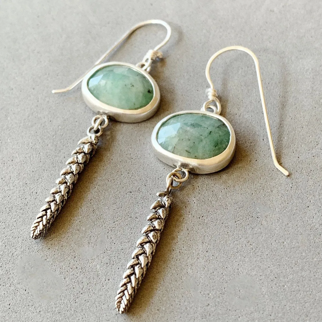 Emerald and Succulent Earrings