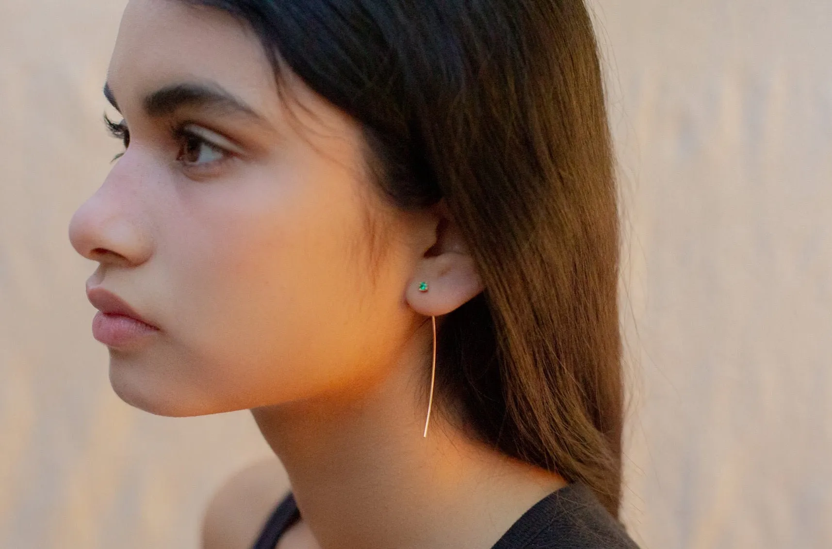 Emerald Crescent Pull Earrings