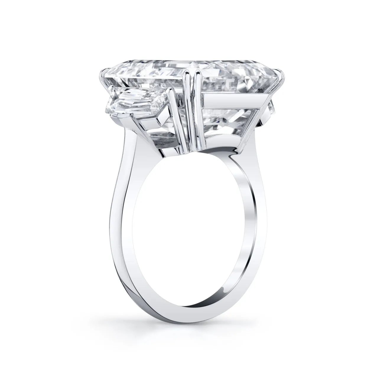 Emerald Cut 15.49 ct Platinum Three Stone Diamond Engagement Ring (Pre-Order)