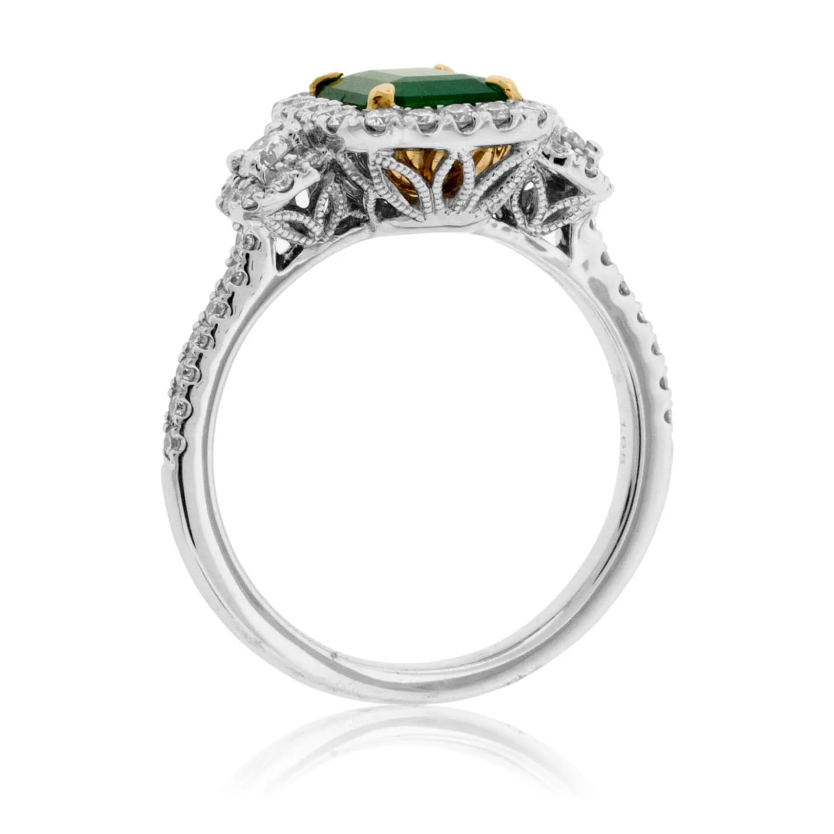 Emerald-Cut Emerald & Diamond Halo Ring