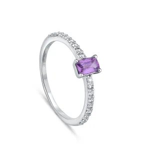 Emerald Cut Purple Sapphire Diamond Ring