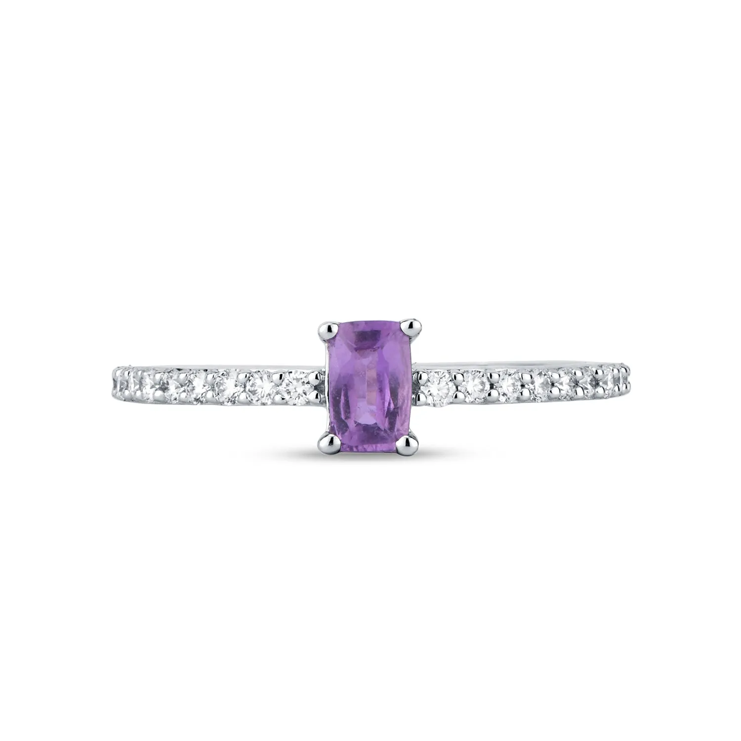 Emerald Cut Purple Sapphire Diamond Ring