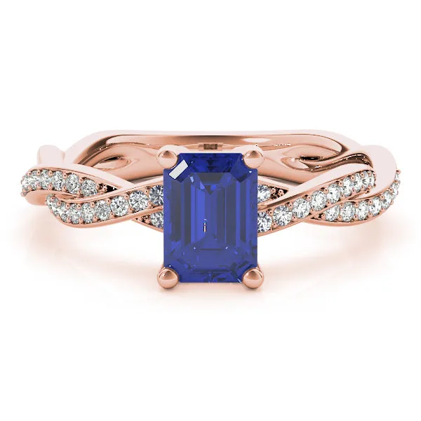 Emerald Cut Ring With Braided Shank - TN85001