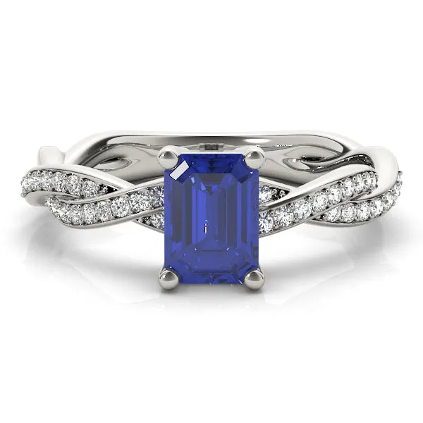 Emerald Cut Ring With Braided Shank - TN85001