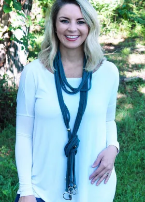 Emerald Green or Peach and Silvertone Shredded Scarf