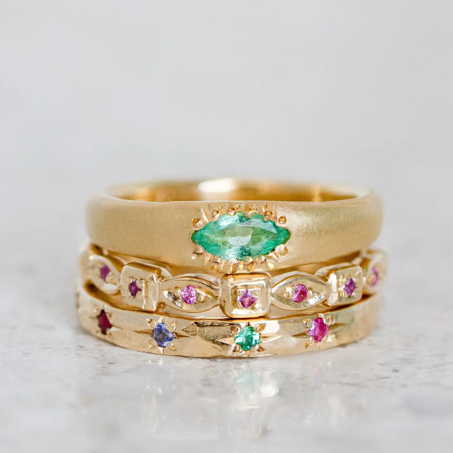 Emerald Marquise Wonky Stackable