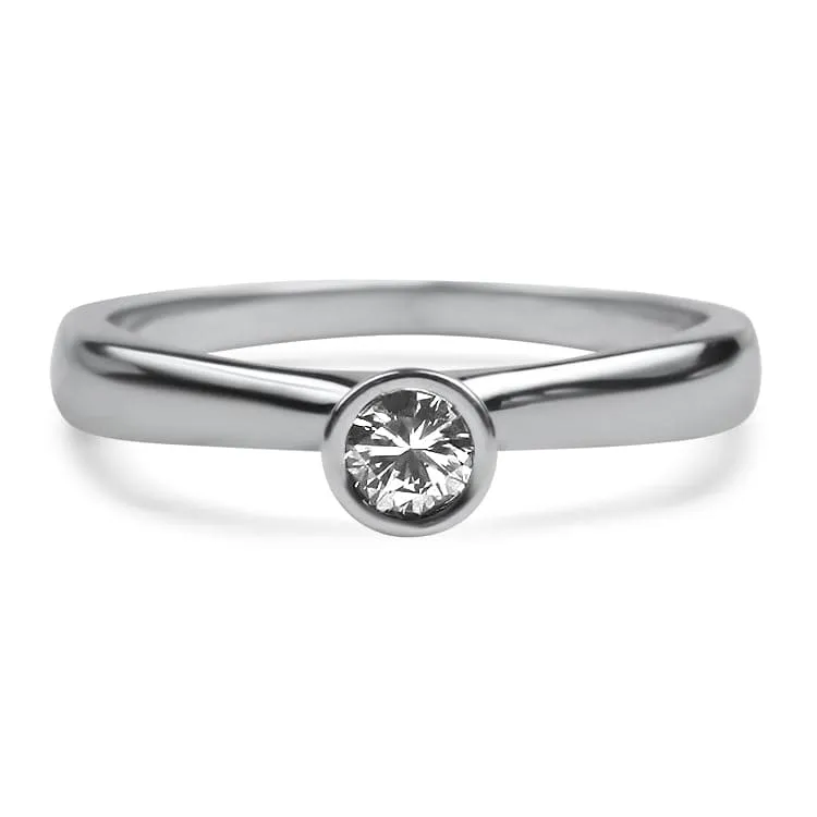Estate 18k White Gold Modern .15ct High Profile Bezel Diamond Ring