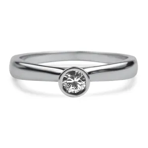 Estate 18k White Gold Modern .15ct High Profile Bezel Diamond Ring