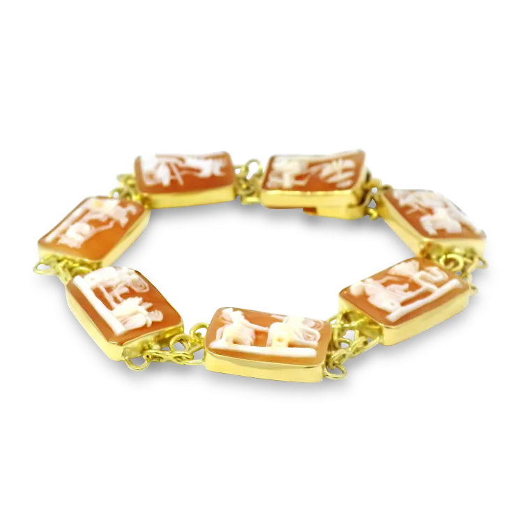 Estate 18k Yellow Gold Roman Cameo Bracelet