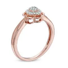 EternalDia 0.06 Cttw Diamond Accent Halo Flower Promise Ring In 10K Rose Gold (I-J/I2-I3)