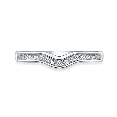 EternalDia 0.20cttw Diamond Curved Solitaire Enhancer Contour Band Guard Ring in 10K White Gold (IJ/12-13)