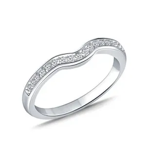 EternalDia 0.20cttw Diamond Curved Solitaire Enhancer Contour Band Guard Ring in 10K White Gold (IJ/12-13)