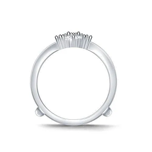 EternalDia 0.34 cttw Diamond Crown Inspired Vintage Enhancer Wedding Ring Guard in 10k White Gold (IJ/I2I3)