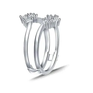EternalDia 0.34 cttw Diamond Crown Inspired Vintage Enhancer Wedding Ring Guard in 10k White Gold (IJ/I2I3)