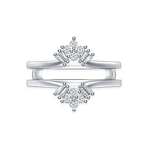 EternalDia 0.34 cttw Diamond Crown Inspired Vintage Enhancer Wedding Ring Guard in 10k White Gold (IJ/I2I3)