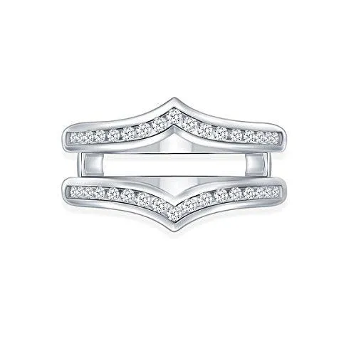 EternalDia 0.38 Cttw Chevron Diamond Guard Ring Solitaire Enhancer In 10k White Gold (IJ/I2-I3)