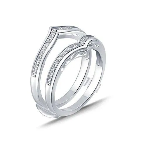 EternalDia 0.38 Cttw Chevron Diamond Guard Ring Solitaire Enhancer In 10k White Gold (IJ/I2-I3)