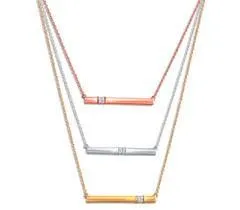 EternalDia 10K Tri-Tone Gold 1/5 Cttw Diamond Triple Straight Bar Necklace 18" (IJ/I2I3)