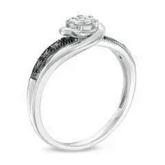 EternalDia 10K White Gold 1/10 Cttw Diamond Composite Promise Ring (IJ/I2I3)
