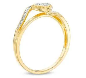 EternalDia 10K Yellow Gold Diamond Accent Vintage Heart Promise Ring (IJ/I2-I3)
