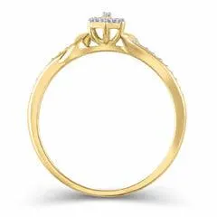 EternalDia 10K Yellow Gold Diamond Marquise Frame Promise Ring (0.10ct, IJ/I2I3)
