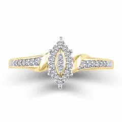 EternalDia 10K Yellow Gold Diamond Marquise Frame Promise Ring (0.10ct, IJ/I2I3)