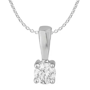 EternalDia 1/10 ct Round Diamond Pendant Necklace Solitaire 10k White Gold (0.10cttw, IJK,I2-I3)