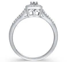 EternalDia 1/10 Cttw Diamond Split Shank Square Shape Quad Promise Ring in 10K White Gold (IJ/I2I3)