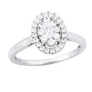 EternalDia 1/2 Carat T.W. Diamond 14kt White Gold Oval Cluster Engagement Ring