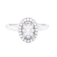 EternalDia 1/2 Carat T.W. Diamond 14kt White Gold Oval Cluster Engagement Ring