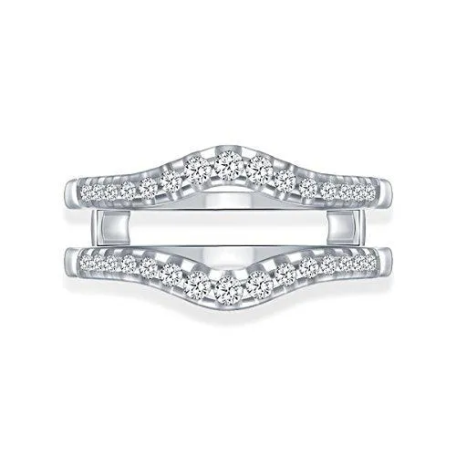 EternalDia 1/2 Cttw Diamond Guard Ring Solitaire Enhancer In 10k White Gold (IJ/I2-I3)