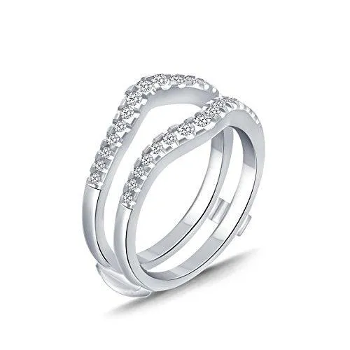 EternalDia 1/2 Cttw Diamond Guard Ring Solitaire Enhancer In 10k White Gold (IJ/I2-I3)