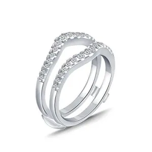 EternalDia 1/2 Cttw Diamond Guard Ring Solitaire Enhancer In 10k White Gold (IJ/I2-I3)