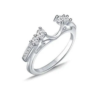 EternalDia 1/2 Cttw Solitaire Guard Ring Wrap Enhancer Wedding Band in 10Kt White Gold (IJ/I2-I3)