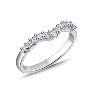 EternalDia 1/3 cttw Diamond Curved Solitaire Enhancer Contour Band Guard Ring in 10K White Gold (IJ/12-13)