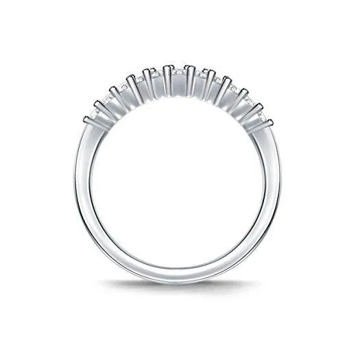 EternalDia 1/3 cttw Diamond Curved Solitaire Enhancer Contour Band Guard Ring in 10K White Gold (IJ/12-13)