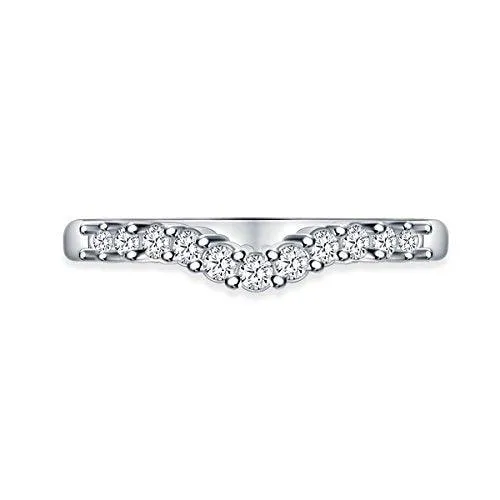 EternalDia 1/3 cttw Diamond Curved Solitaire Enhancer Contour Band Guard Ring in 10K White Gold (IJ/12-13)