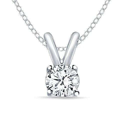 EternalDia 1/4 ct Round Diamond Pendant Necklace 14k White Gold (0.25cttw, IJ,I2-I3) 18"