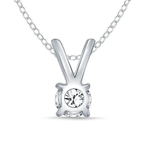 EternalDia 1/4 ct Round Diamond Pendant Necklace 14k White Gold (0.25cttw, IJ,I2-I3) 18"