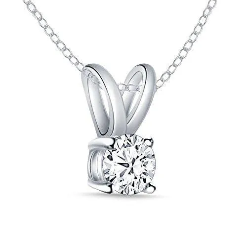 EternalDia 1/4 ct Round Diamond Pendant Necklace 14k White Gold (0.25cttw, IJ,I2-I3) 18"